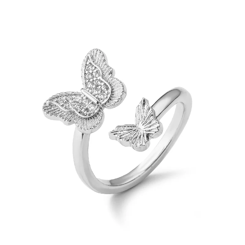 White Gold Color Butterfly 04