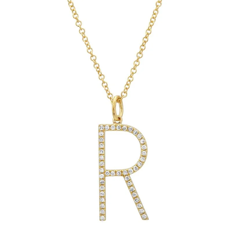 Custom Name Necklace-Oversized Diamond Initial Charm/Necklace