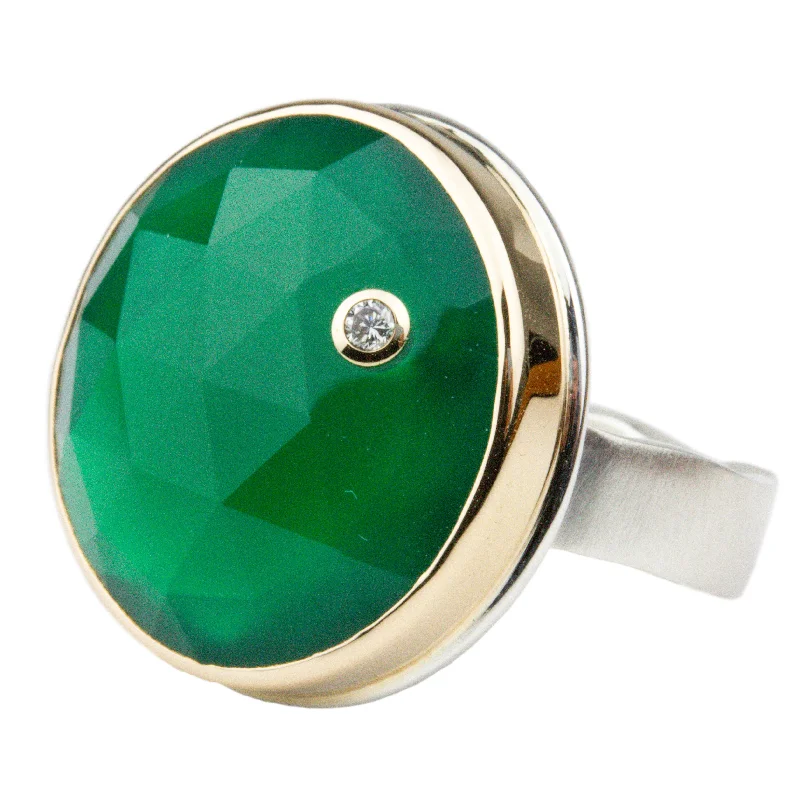 Elegant Silver Ring for Women-Green Onyx Ring