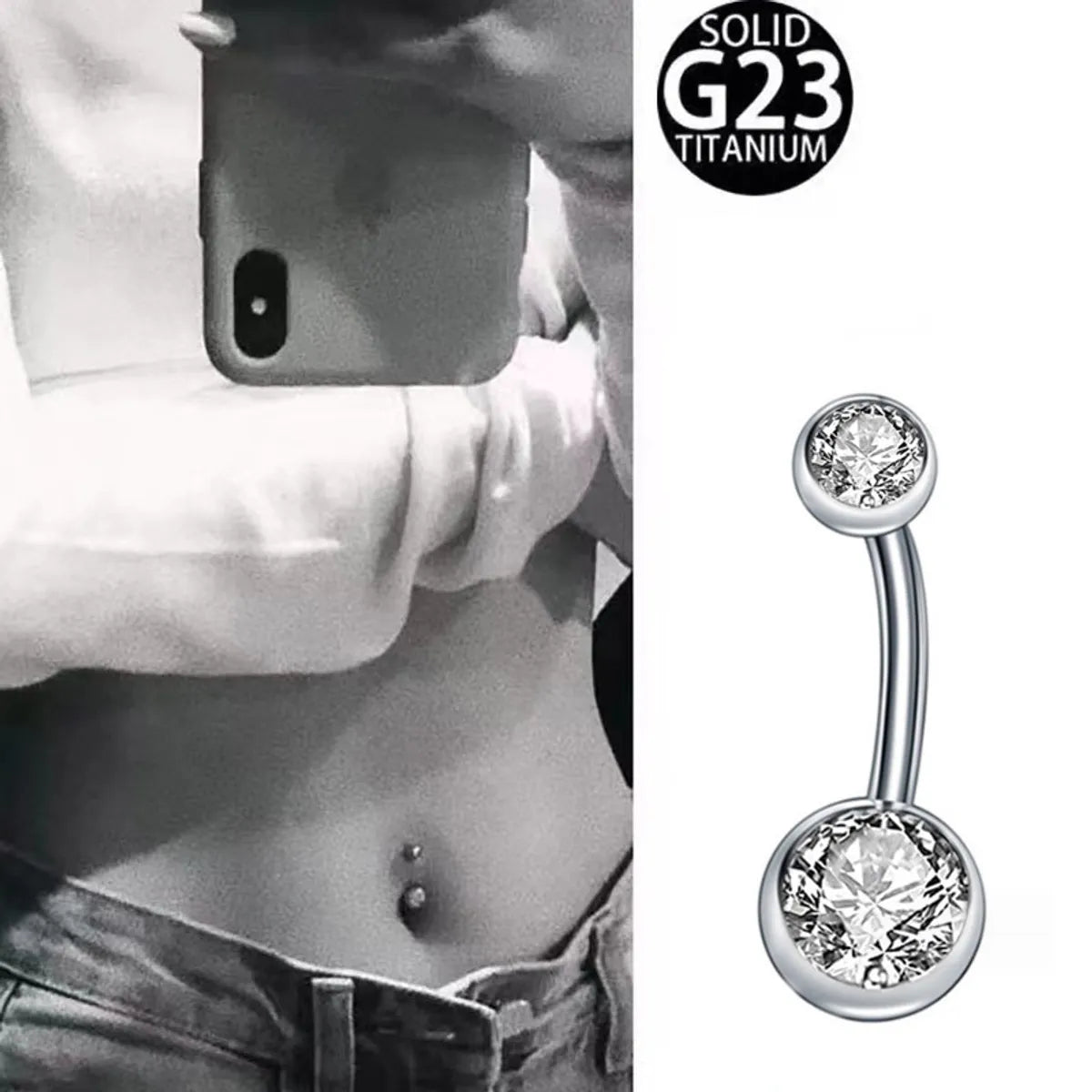 Diamond Engagement Ring-1 Piece Belly Rings Simple Style Solid Color Pure Titanium Belly Rings