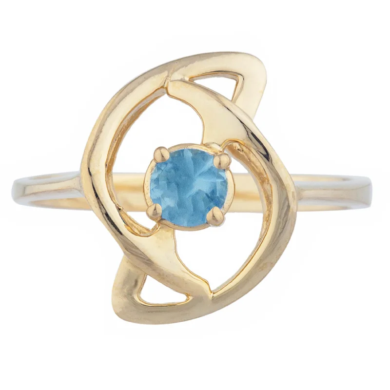 Diamond Ring for Wedding Day-14Kt Gold Blue Topaz Infinity Design Ring