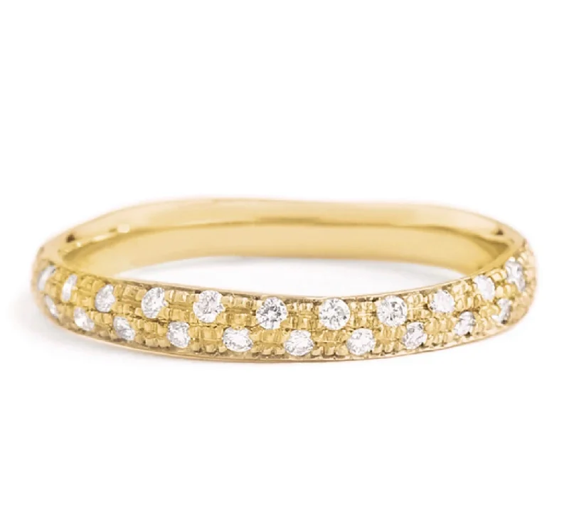 Vintage Gold Ring-Narrow Pavé Diamond Eternity Band