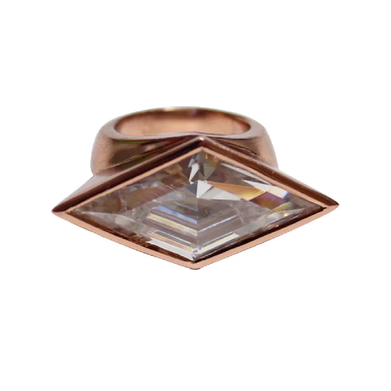 Vintage Gold Ring-S Reflection Horizontal Ring - Pinkgold