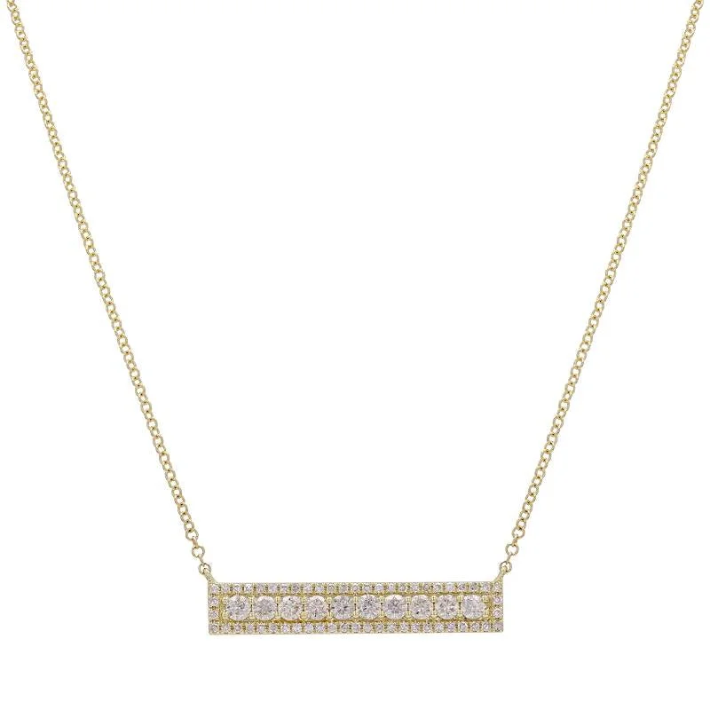 Classic Silver Necklace for Women-Diamond Halo Bar Necklace