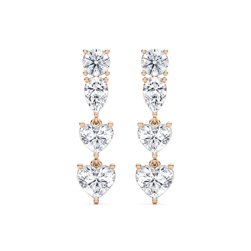 Bridal Earrings with Crystals-Duo Heart Fancy Drop Earrings