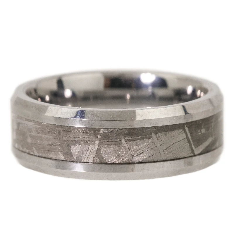 Wedding Ring Set with Sapphire-Celestial Meteorite Band