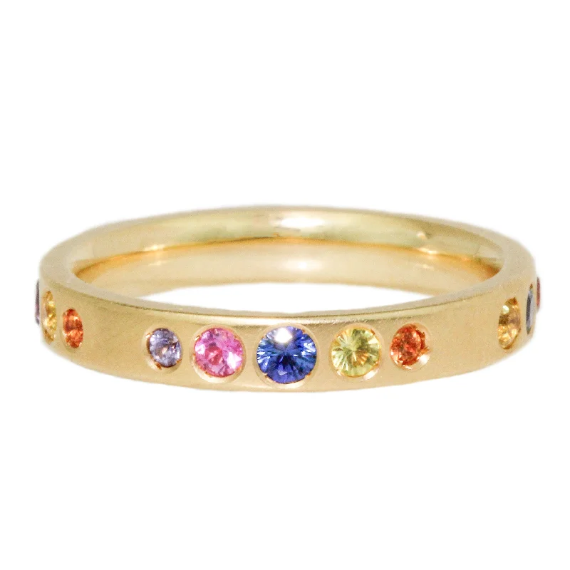 Wedding Rings for Couples-Multicolor Sapphire Gypsy Band