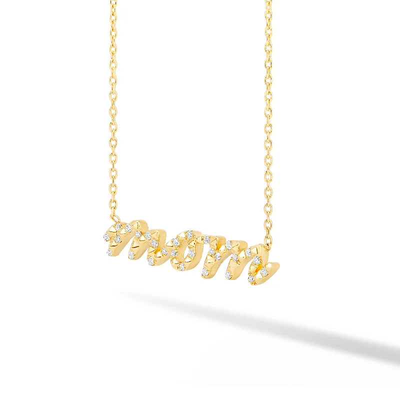 Classic Gold Necklace-Diamond & Stud Pave Custom Name Necklace