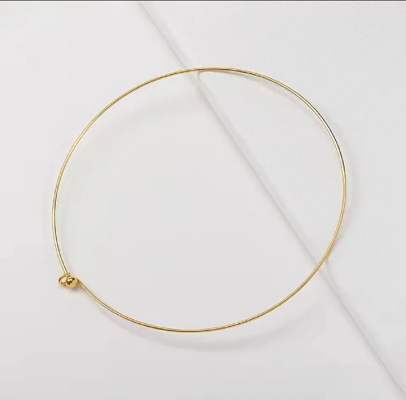 Beautiful Gold Necklace-Bar Omega Choker Necklace & Choose Your Enhancer