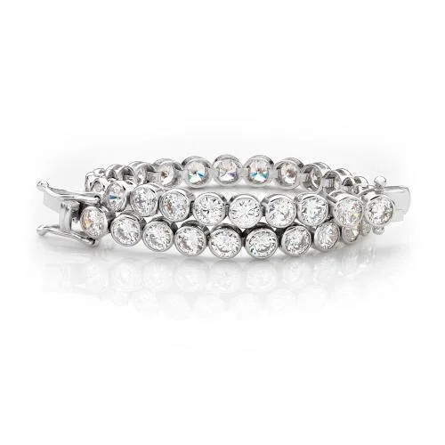 Fashion Bracelet with Charms-Round Brilliant tennis bracelet with 10.25 carats* of diamond simulants in 10 carat white gold