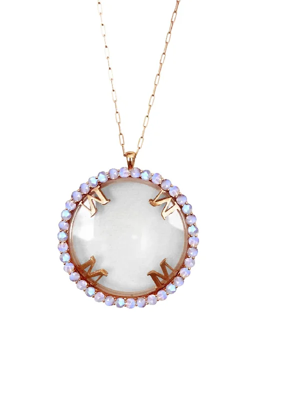 Bridal Pendant Necklace-Magnifique Necklace Rose Gold with Moonstone