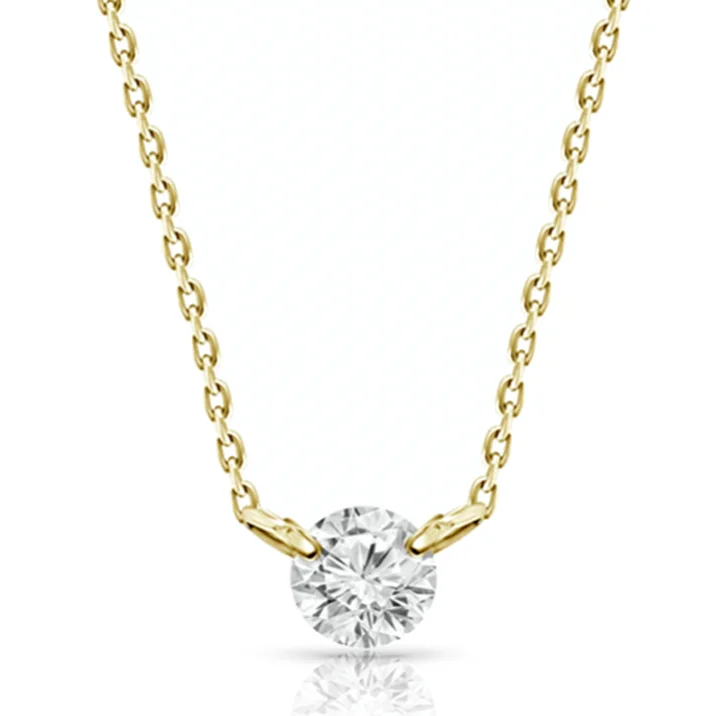 Chic Chain Necklace-0.75ct Floating Diamond Solitaire Necklace