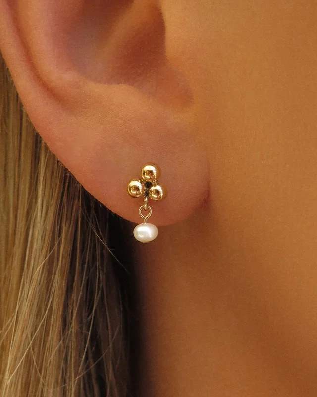 Black Diamond Earrings-Trinity Mini Freshwater Pearl Stud Earrings