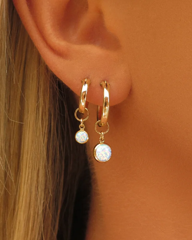 Elegant Gemstone Drop Earrings-Bello Opal Thick Hoop Earrings  - 14k Yellow Gold Fill