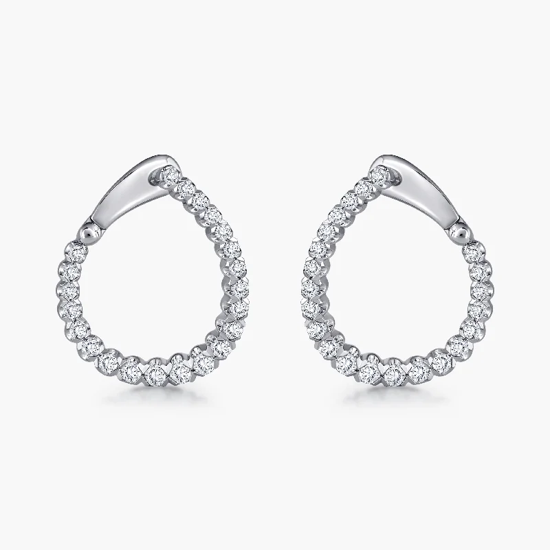 Modern Silver Drop Earrings-Hinged Back Huggie Hoop Earrings