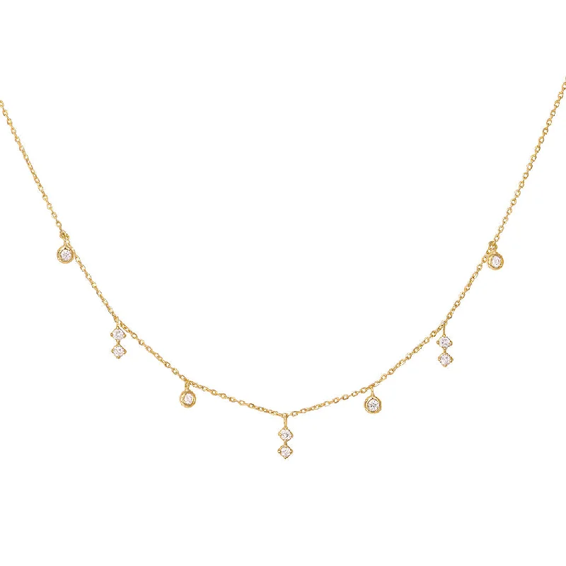 Customizable Wedding Necklace-Enchanting 18K Gold Necklace w. Diamonds