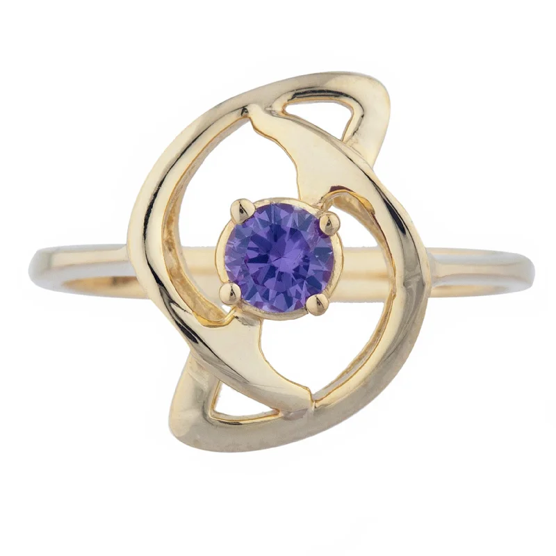 Stunning Gemstone Wedding Band-14Kt Gold Alexandrite Infinity Design Ring