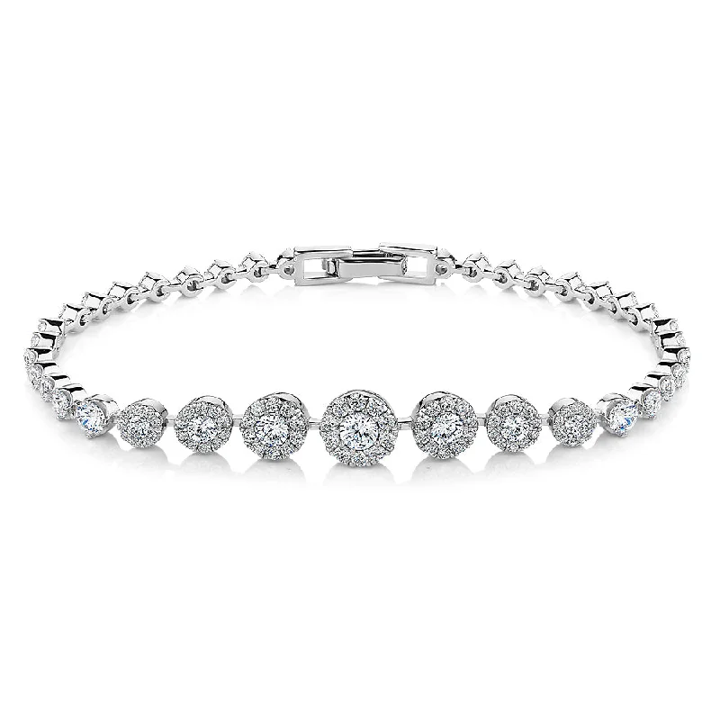 Handmade Beaded Bracelet-Celeste Round Brilliant bracelet with 3.85 carats* of diamond simulants in sterling silver