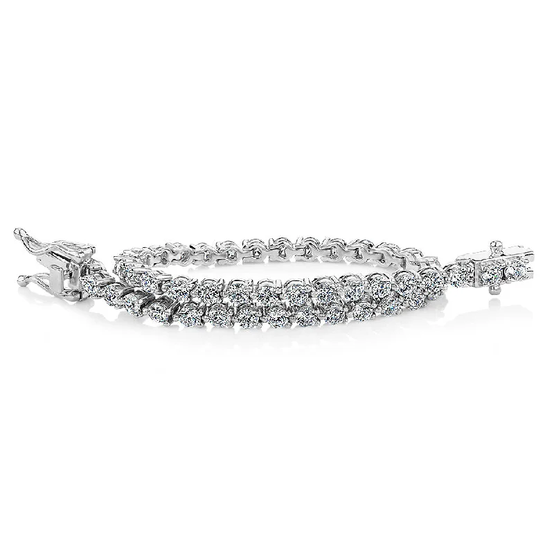 Sparkling Charm Bracelet for Weddings-Round Brilliant tennis bracelet with 4.95 carats* of diamond simulants in sterling silver