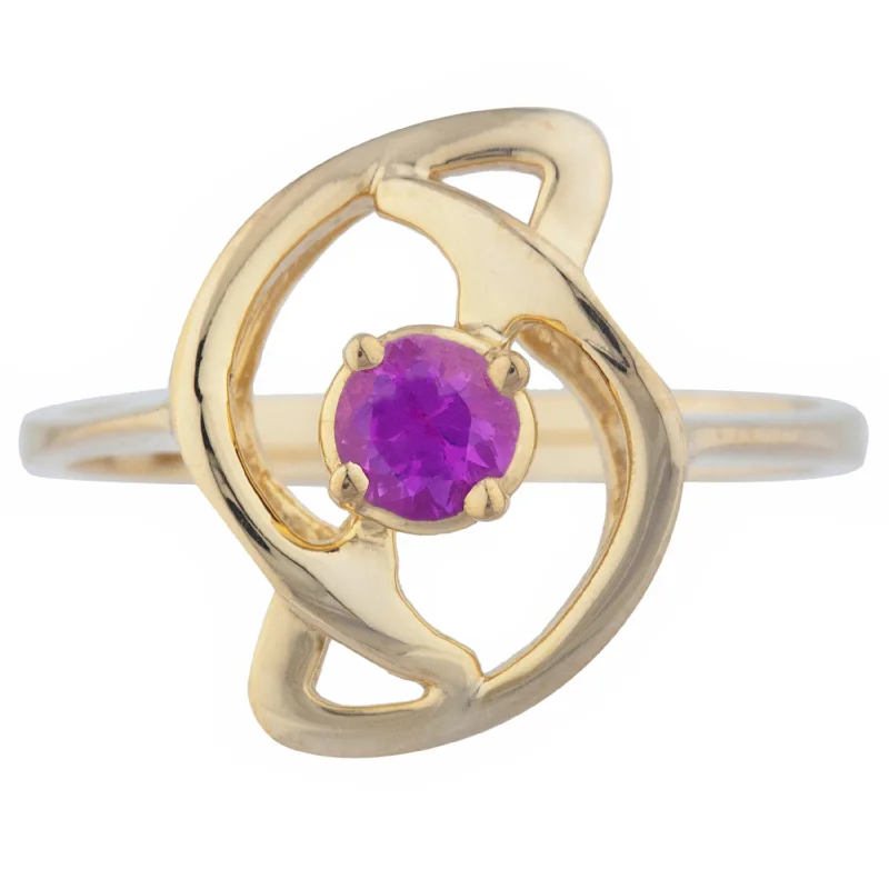 Designer Promise Ring-14Kt Gold Pink Sapphire Infinity Design Ring