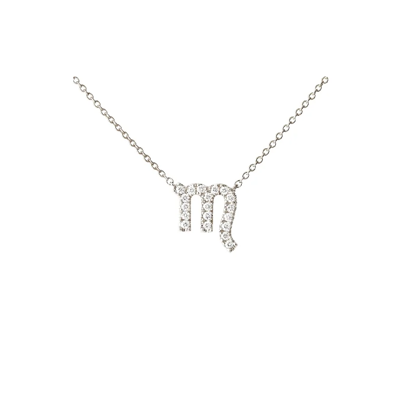 Designer Necklace for Special Occasions-Petit Sign Scorpio 18K Whitegold Necklace w. Diamonds