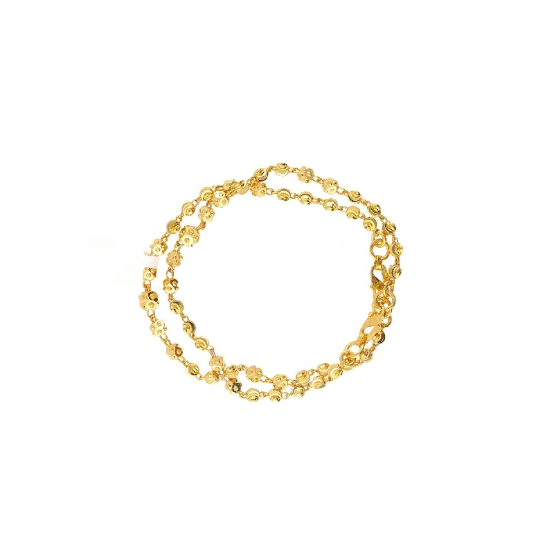 Adjustable Charm Bracelet for Bridesmaids-22K Yellow Gold Beaded Chain Link Baby Bracelets