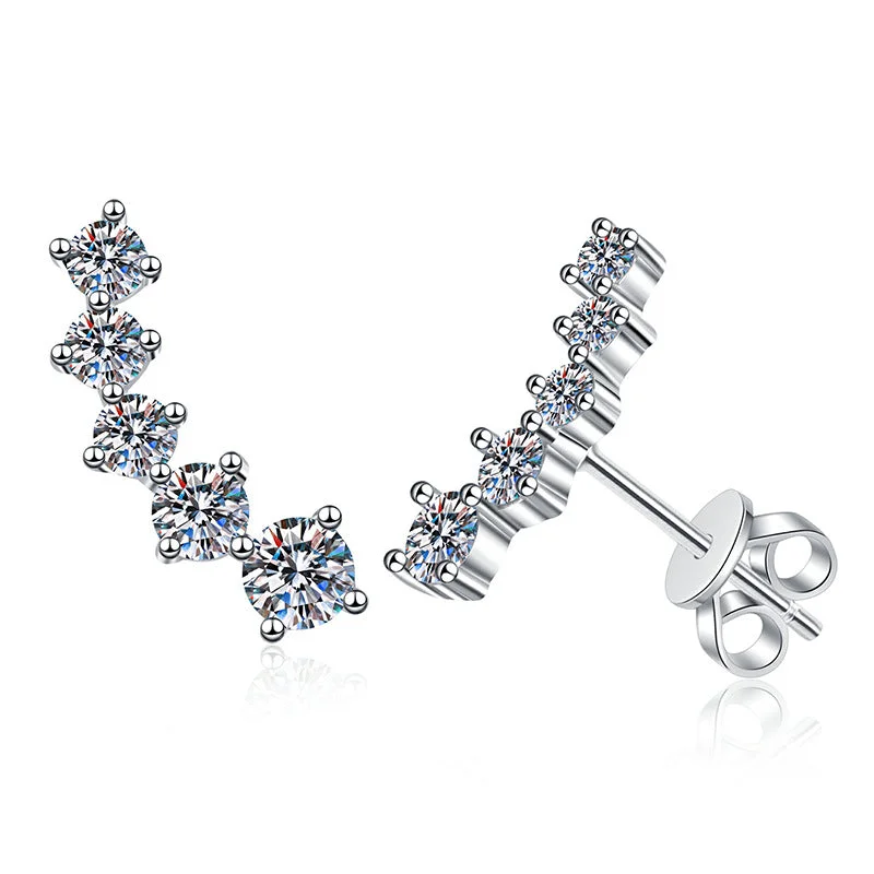 Elegant Stud Earrings-Multi Pierced Earring Studs | S925 | Moissanite