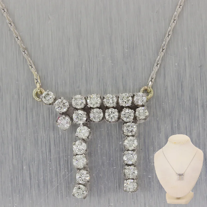 High-End Gold Necklace-Classic 14k White Gold Jewish Chai 2ctw Diamond 19" Necklace