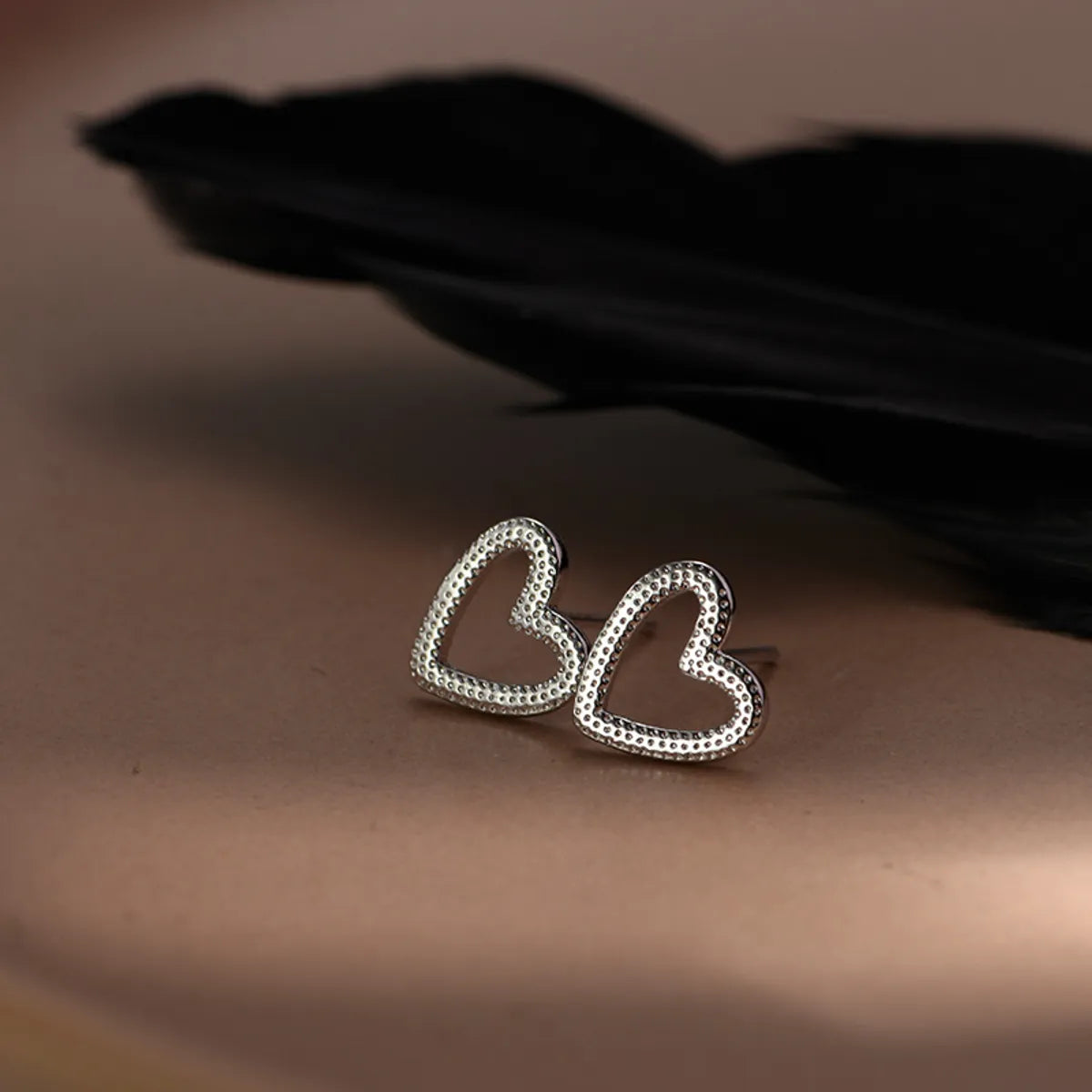 Hoop Earrings with Gemstones-1 Pair Simple Style Heart Shape Copper Plating Ear Studs