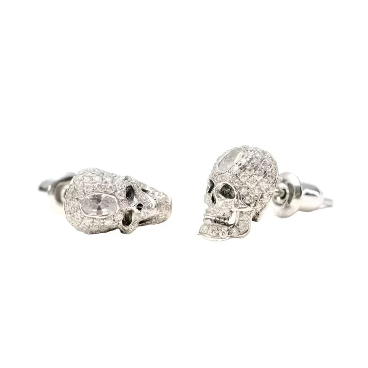 Elegant Gemstone Earrings-Skull Earrings in Sterling Silver