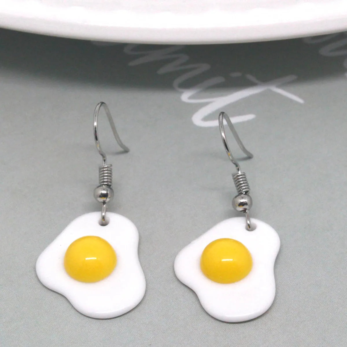 Chic Dangle Earrings-New Cartoon Resin Poached Egg Cute Omelette Ear Hook