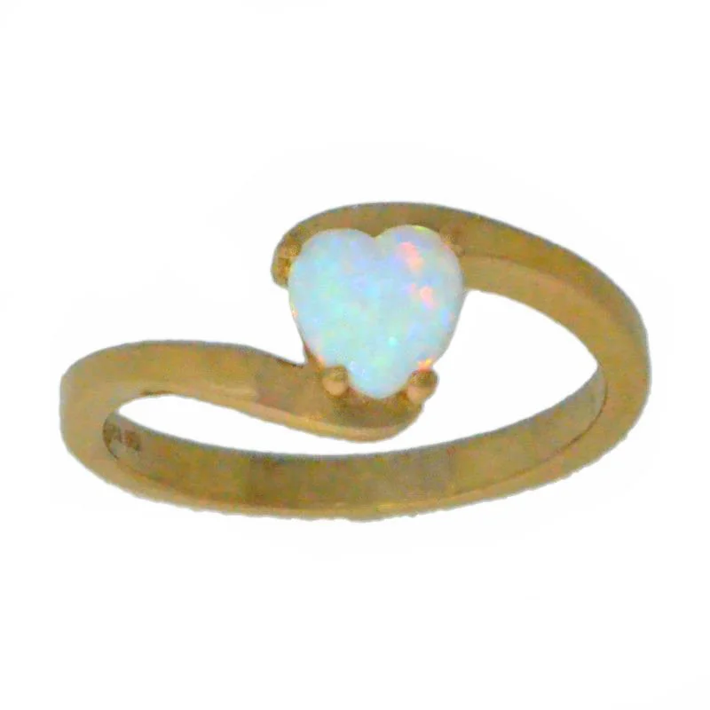 Stunning Gemstone Wedding Band-Opal Heart Ring 14Kt Yellow Gold Plated