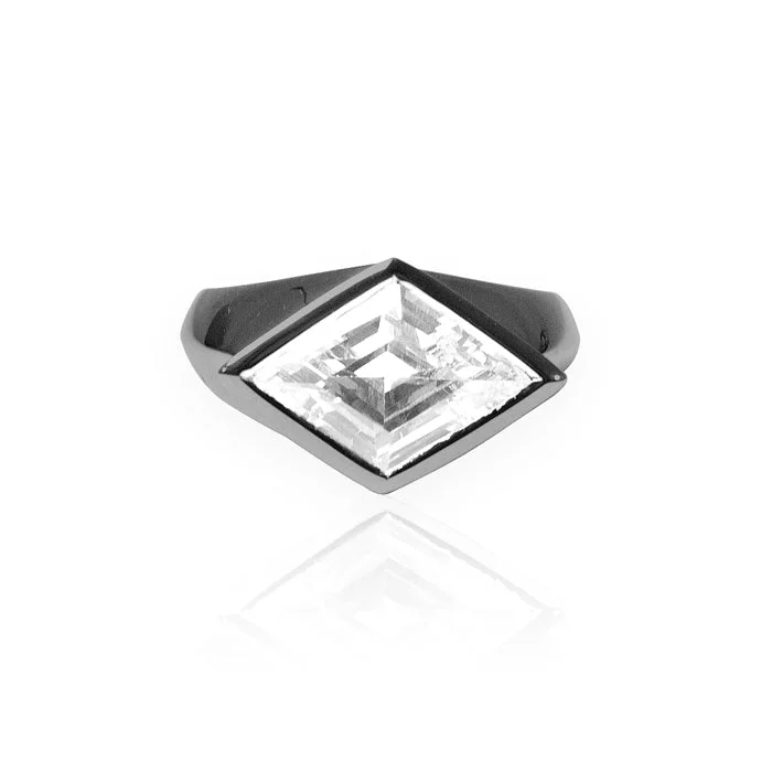 Large Engagement Ring-XS Reflection Horizontal Ring - Black