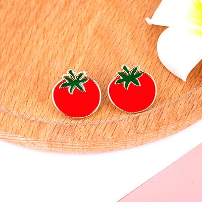 Pearl and Diamond Earrings-1 Pair Simple Style Fruit Metal Enamel Plating Women's Ear Studs