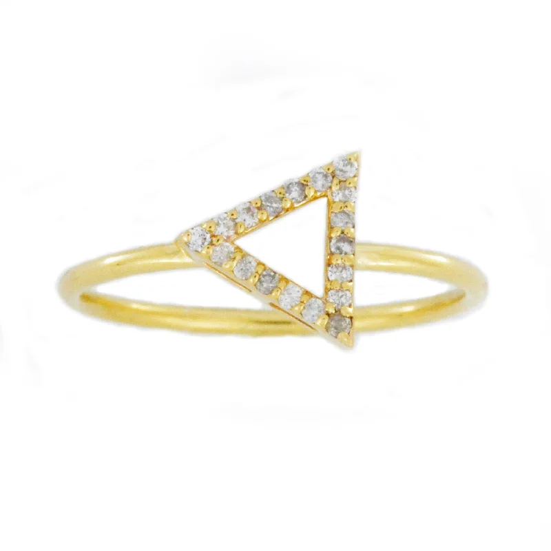 Custom Vintage Engagement Ring-14Kt Gold Genuine Natural Diamond Open Triangle Design Ring