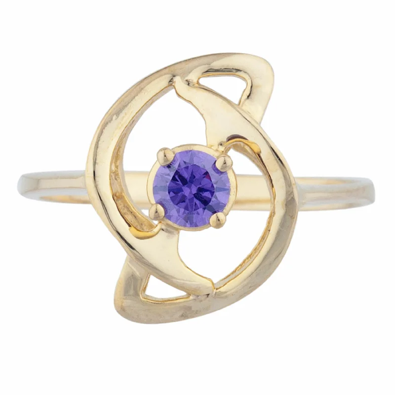 Simple Diamond Engagement Ring-14Kt Gold Amethyst Infinity Design Ring