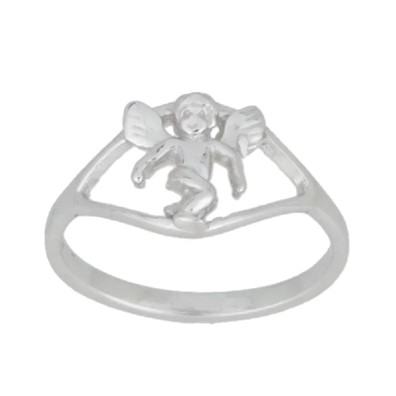 Luxury Gold Wedding Ring-Cupid Angel Love Ring .925 Sterling Silver