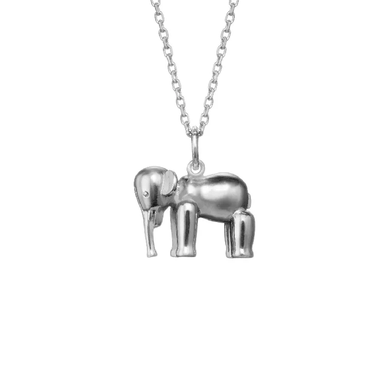 Silver Necklace for Special Occasions-Elephant Silver Necklace